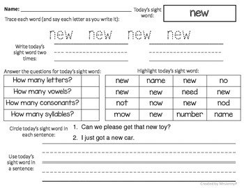 sight word worksheets no prep frys second 100 words