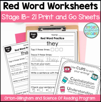 Preview of Sight Word Worksheets- Orton Gillingham Stage 1B Print and Go 