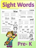 Sight Words Worksheets (Pre-K Dolch List)