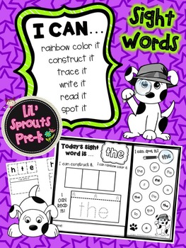 Interactive Sight Word Printables - Pre-K/Kindergarten/Preschool/PreK