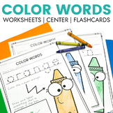Color Sight Word Printables and Color Words Worksheets for