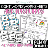 Sight Word Worksheets and Flash Cards Pre-Primer and Prime