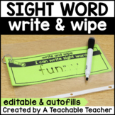 Sight Word Write and Wipe Mats EDITABLE