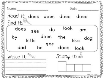 Sight Word Worksheets Set Four by Miss Kindergarten Love | TpT