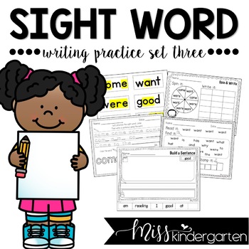 Sight Word Worksheets Set Three by Miss Kindergarten Love | TpT