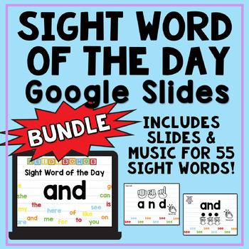 Preview of Sight Word of the Day For Google Slides (Digital) - BUNDLE | Heidi Songs
