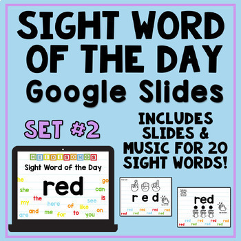 Preview of Sight Word of the Day For Google Slides (Digital) - Set 2 | Heidi Songs