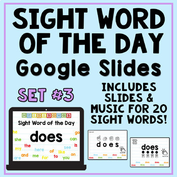 Preview of Sight Word of the Day For Google Slides (Digital) - Set 3 | Heidi Songs