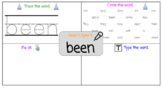 Sight Word practice - been, does, am