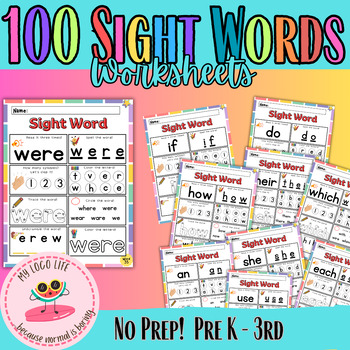 Preview of Sight Words (100 Words)| Worksheets| Back to School| Reading Prep| Sight Words