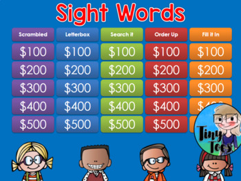 Preview of Sight Words Jeopardy Style Game Show GC Distance Learning