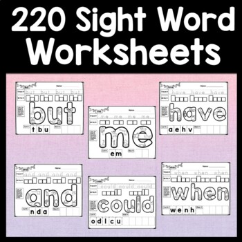 Preview of Sight Word Practice Worksheets {220 Pages!}