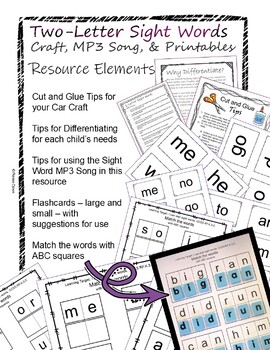 sight words craft song printables for 2 letter sight words by renee dawn