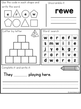 sight words worksheets first grade by little achievers tpt