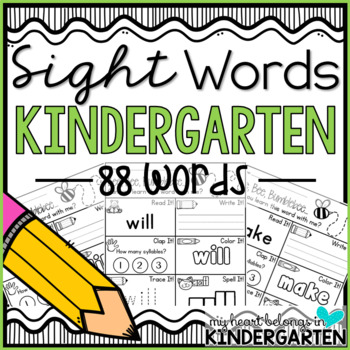 Preview of Sight Words | 88 Kindergarten Sight Word Worksheets