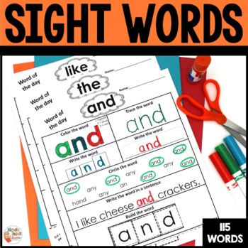 Sight Words -  115 Worksheets - Kindergarten - 1st grade