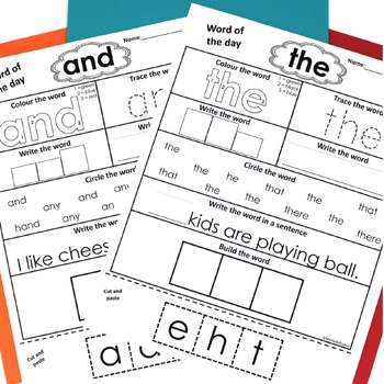 Kindergarten Sight Word Practice - High Frequency Words Worksheets