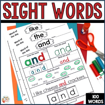 Preview of Sight Word Practice - High Frequency Words Worksheets - Kindergarten First Grade
