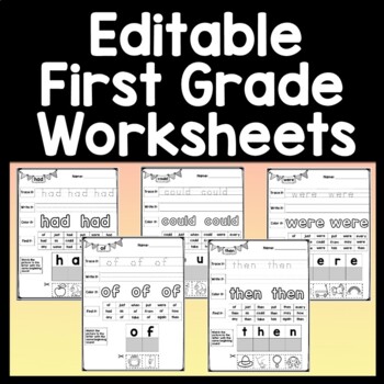Preview of First Grade Sight Words Worksheets {41 Pages!} {Editable!}