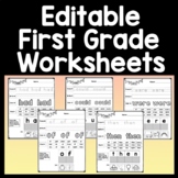 First Grade Sight Words Worksheets {41 Pages!} {Editable!}