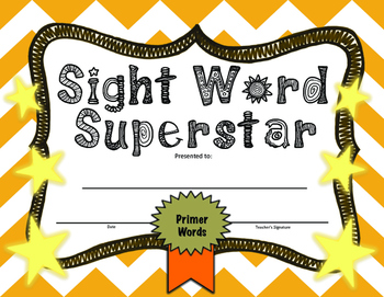 Sight Words Awards by Teaching Ninjas | Teachers Pay Teachers