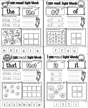 kindergarten sight word list dolch and fry