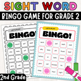 Sight Words Bingo Game for 2nd Grade (Color & Black and White)