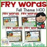 Sight Words Boom Cards Fry Words 1-100 Fall Theme Sight Words