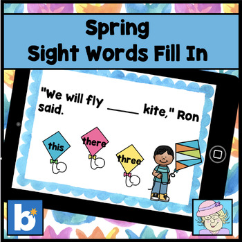 Preview of Sight Words Boom™ Cards Spring Sentence Fill in