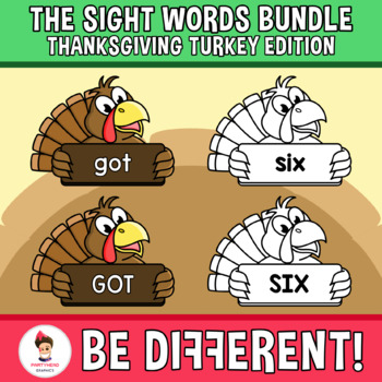 Preview of Sight Words Bundle Clipart Thanksgiving Turkey Edition