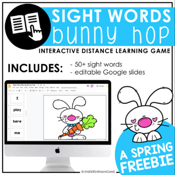 Preview of Sight Words | Bunny Hop Game | Google Slides 