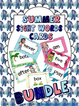Preview of Summer Sight Words Cards Bundle