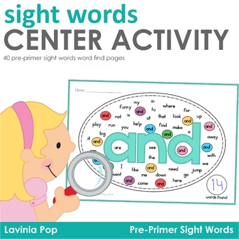 Preview of Sight Words Center Pre-Primer Word Find