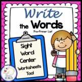 Sight Word Write the Room, High Frequency Words Pre-Primer