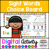 Sight Words Choice Board | For Google Slides™ | Distance Learning