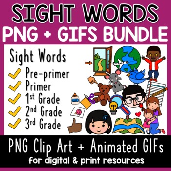 Preview of Sight Words Clipart and Animated GIFs Bundle