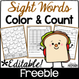 Color By Sight Word FREE Activity, Editable, Kindergarten 