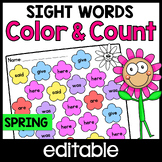 Spring Color by Code Sight Word, Editable Worksheets with 