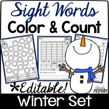 Preview of Color by Sight Word Winter w/ Valentine's, Kindergarten First Grade Activities