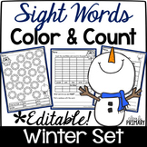 Color by Sight Word Winter w/ Valentine's, Kindergarten Fi
