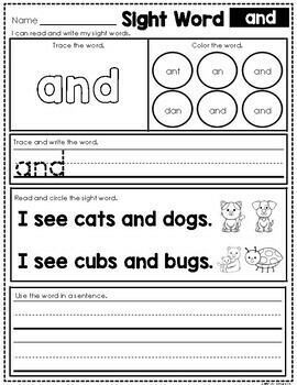 Sight Words - Color, Trace, Write, Find,... by A Kinderteacher Life ...