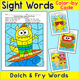 Summer Color by Sight Words Hidden Pictures - Morning Work End of Year Activity