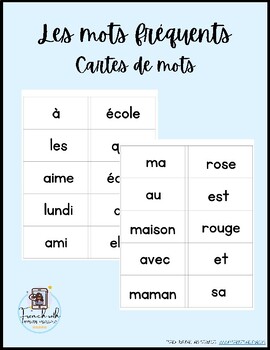 Mots fréquents - Échantillon GRATUIT - French Sight Words