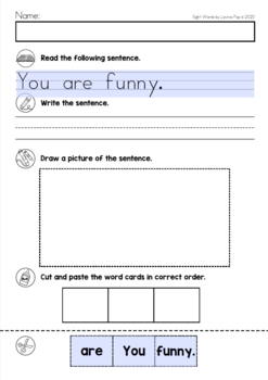 Sight Words Cut and Paste Sentences Worksheets {EDITABLE PDF} by ...