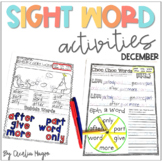 Sight Words  December Word Work Centers 1st Grade