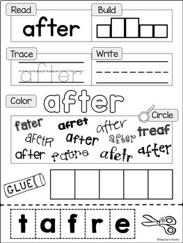 first grade sight words dolch practice pages worksheets print and go