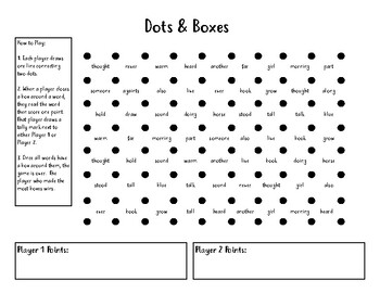 Sight Words Dots & Boxes Game by Marissa Doll | TPT