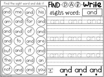 Sight Words! (find-dab-trace-write-read) By Jessica Travis 