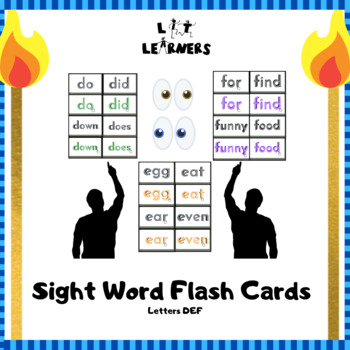 Preview of Sight Words FLASHCARDS / MEMORY GAME (Letters D, E, F) By Lit Learners