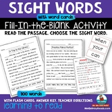 Sight Words | Fill-in-BLANK Activities | Reading for Meani
